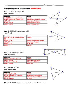 Triangle Congruence Proof GEOMETRY Worksheet END OF UNIT by Pecktabo Math